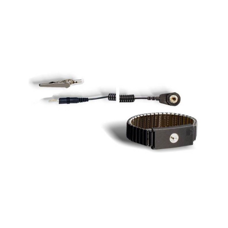 7804188 Opaska ESD metalowa na rękę z kablem 2 m, zatrzask 10mm/banan 7804188 Opaska ESD metalowa na rękę z kablem 2 m, zatrzask 10mm/banan