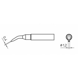 XNT 4X grot lutowniczy 1.2 x 0.4 mm, zagięty 45°, typ wkrętak