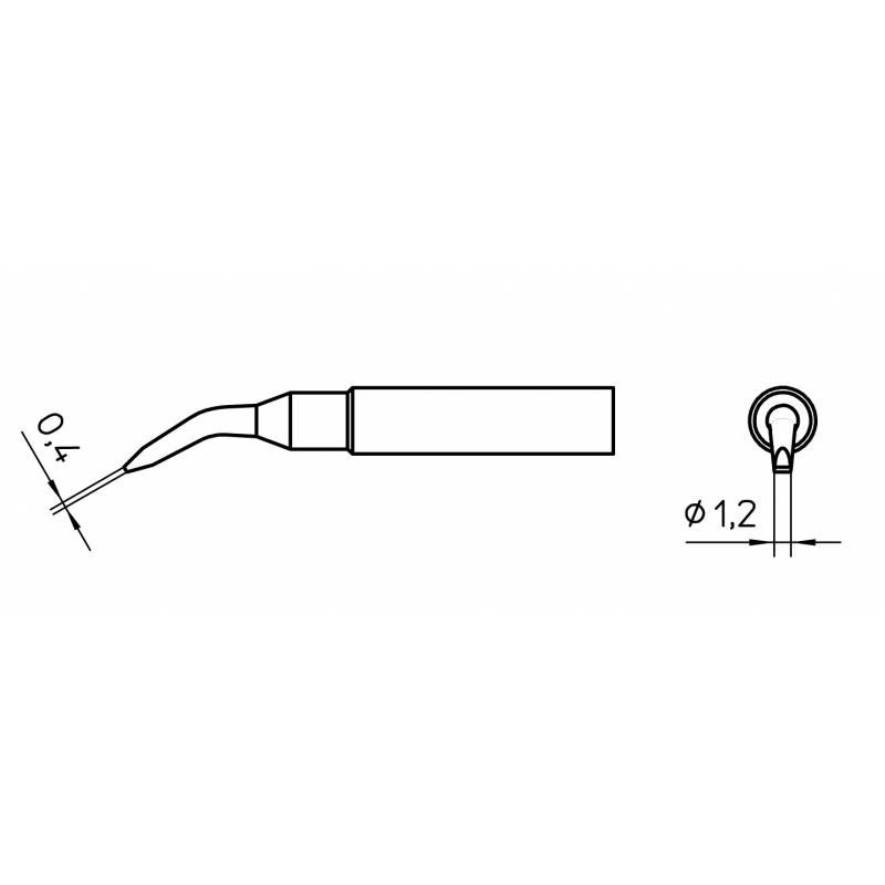 XNT 4X grot lutowniczy 1.2 x 0.4 mm, zagięty 45°, typ wkrętak
