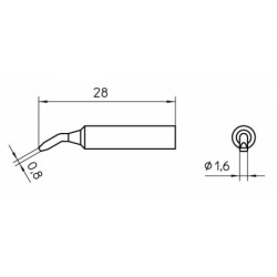 XNT AX grot lutowniczy 1.6 x 0.8 mm, zagięty, typ wkrętak