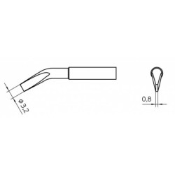 XNT MX grot lutowniczy 3.2 x 0.8 mm, zagięty, typ wkrętak