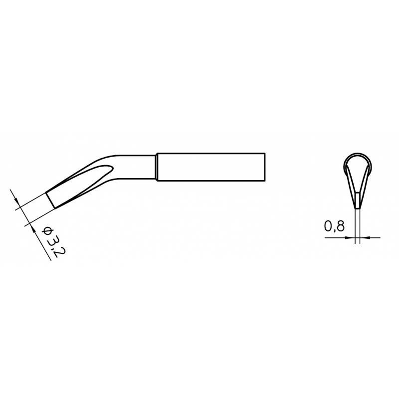 XNT MX grot lutowniczy 3.2 x 0.8 mm, zagięty, typ wkrętak