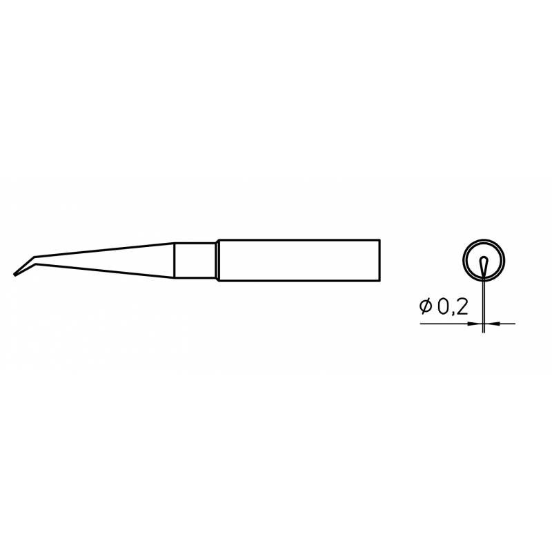 XNT 1LX grot lutowniczy Ø 0.2 mm, zagięty, okrągły