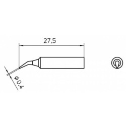 XNT 1X grot lutowniczy Ø 0.4 mm, zagięty, okrągły