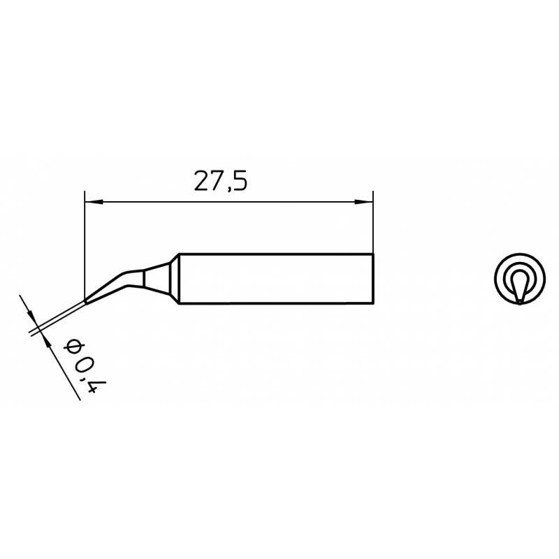 XNT 1X grot lutowniczy Ø 0.4 mm, zagięty, okrągły