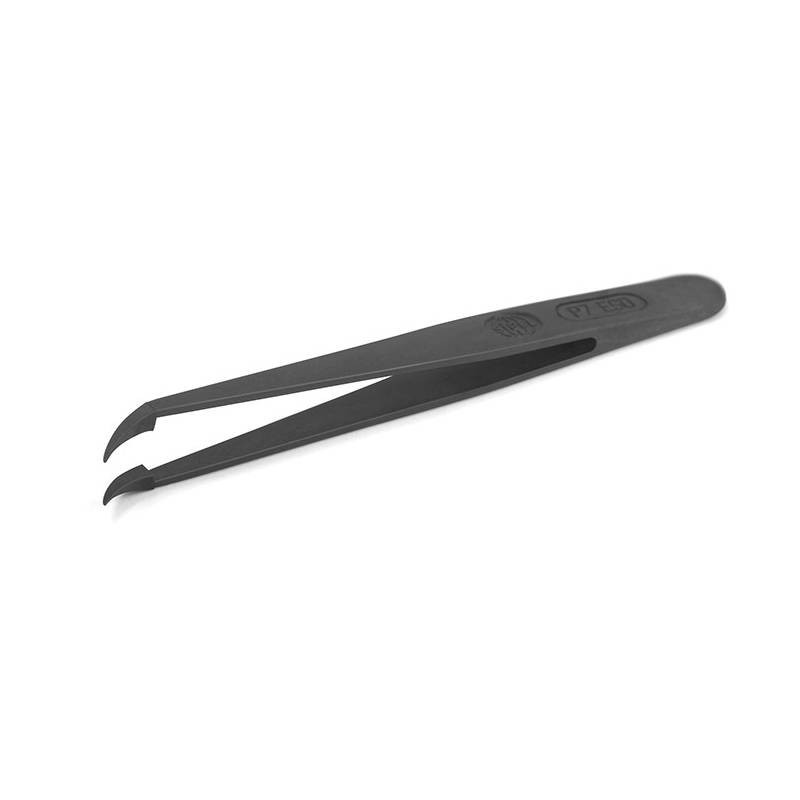 P7 pęseta 118 mm, zagięte precyzyjne końce 0.50 mm, plastikowa