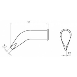 LHT CX grot 3.2 mm, zagięty, typ wkrętak